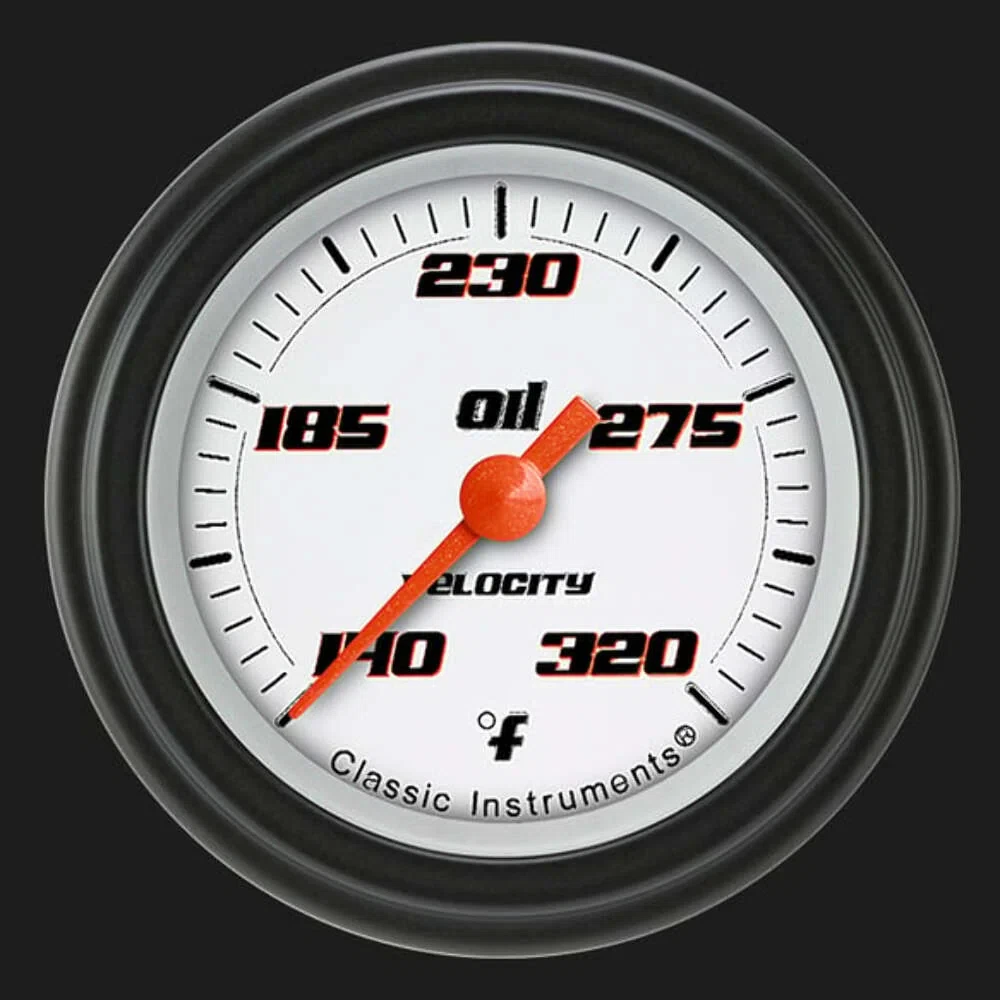 Velocity White 2 1_8_ Oil Temperature Gauge VS128WBLF